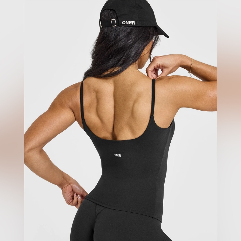 Oner Active SoftMotion™ Strappy Vest with Built in Bra Shelf | Soft Black